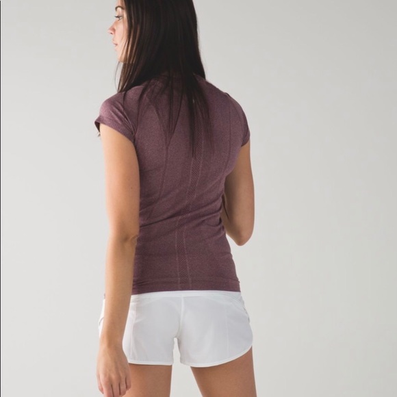 Lululemon Swiftly Tech Short Sleeve Crew Top Heathered Bordeaux Drama Size 2 - Picture 2 of 15